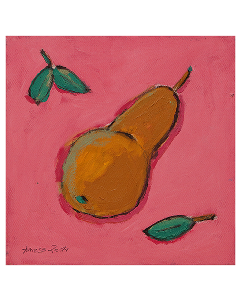 Faule Birne auf rosa - 30 x 30 cm - 15 Euro