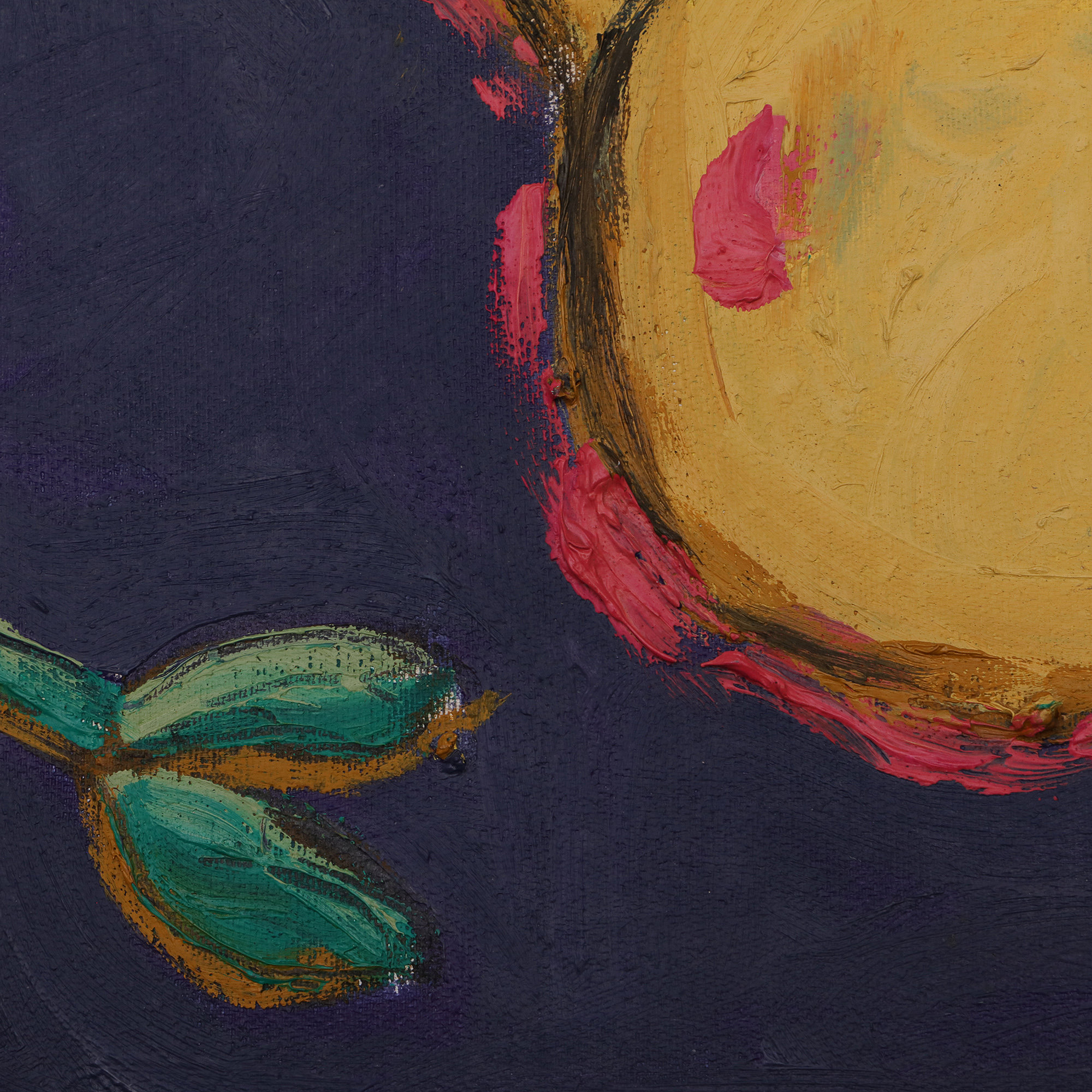 Detail Gemälde XS Mini klein Frucht dunkel lila hell gelb Birne Obst Kueche Esszimmer