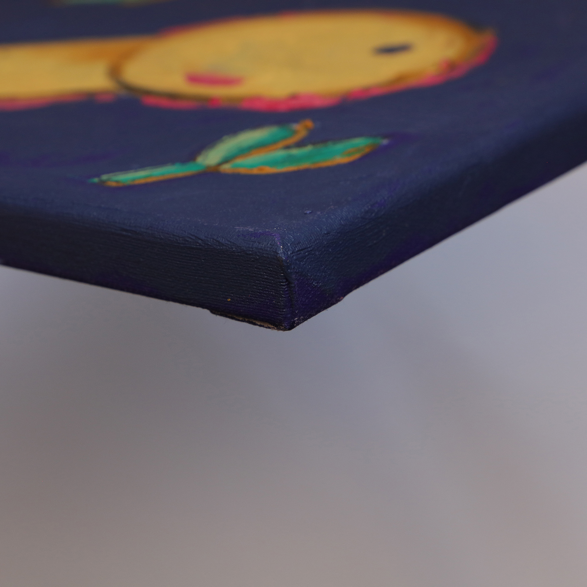 Detail Gemälde XS Mini klein Frucht dunkel lila hell gelb Birne Obst Kueche Esszimmer