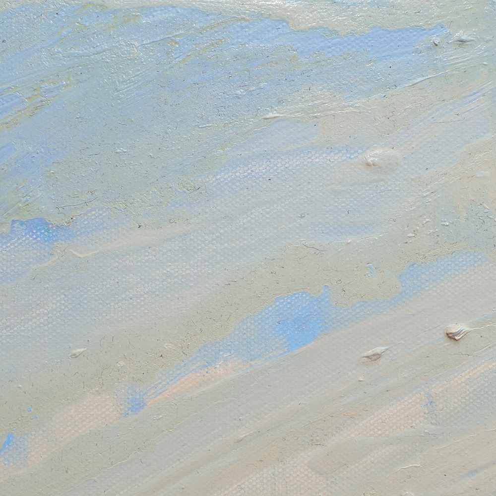 Detail Gemaelde Frankfurt New York Grossstadt Stadt Skyline Hochhaeuser grau hell alla-prima