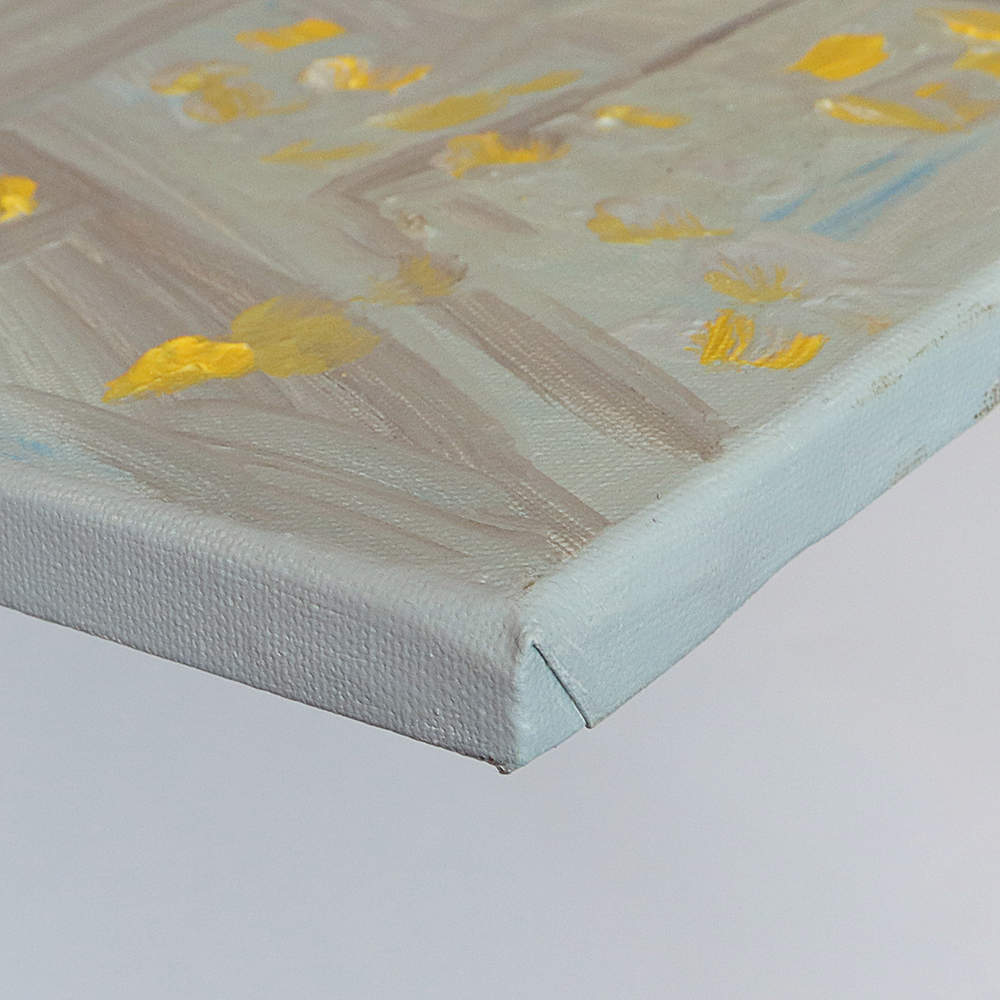 Detail Gemaelde Frankfurt New York Grossstadt Stadt Skyline Hochhaeuser grau hell alla-prima