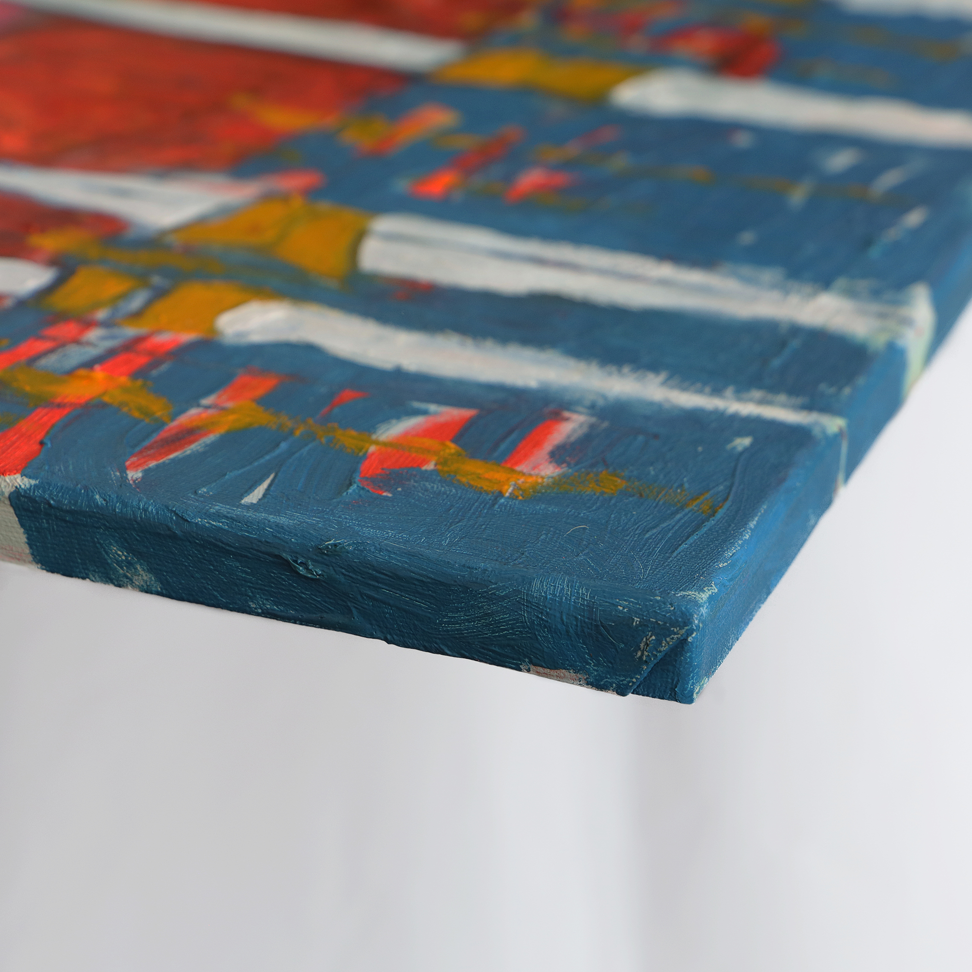 Detail XL Gemaelde Bild Meer rot rosa Sonne Berg Segel Boot Boote Urlaub blau Capri See