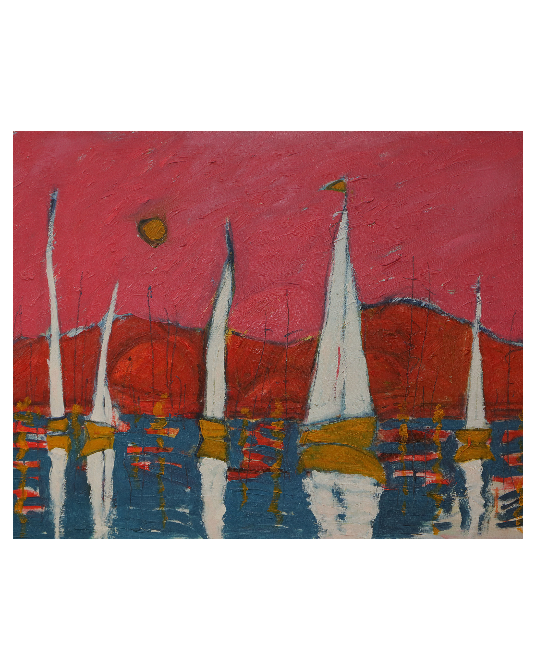 Segelboote im Abendrot - 60 x 80 cm - 50 Euro