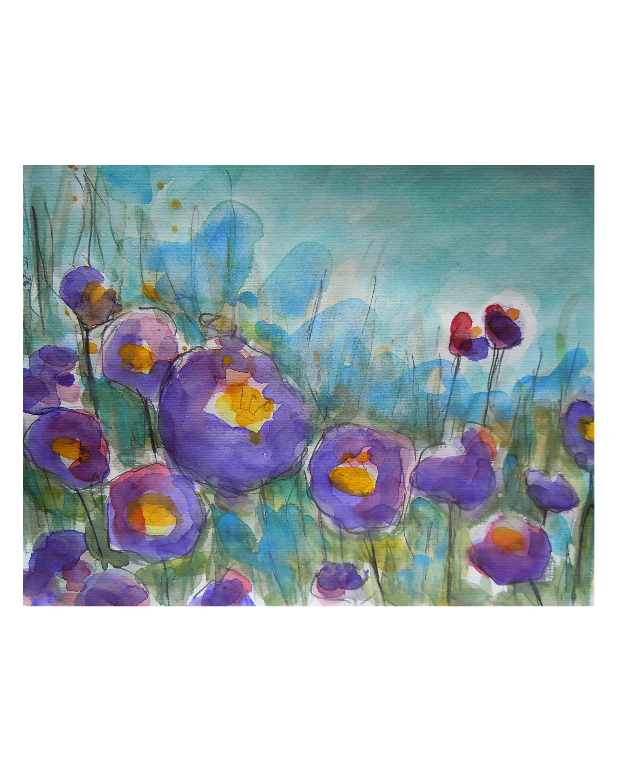 Dunkellila Blumen - 24 x 32 cm - 10 Euro