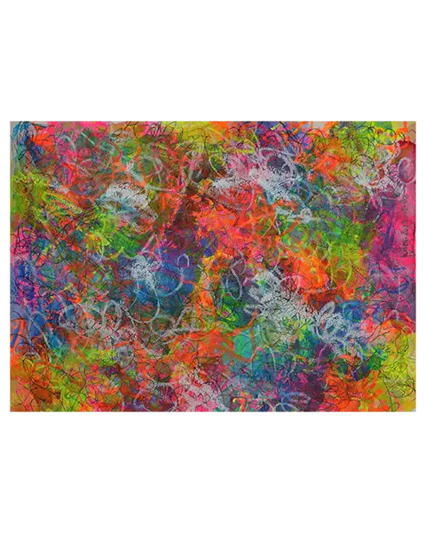 Aquarell neon gelb pink orange gruen blau Linien Striche Kringel Krickelkrakel