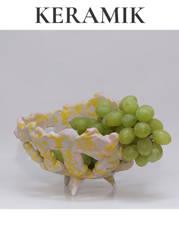 zeitgenösissche moderne abstrakte Steinzeug Keramik Obstschale Blumenvase